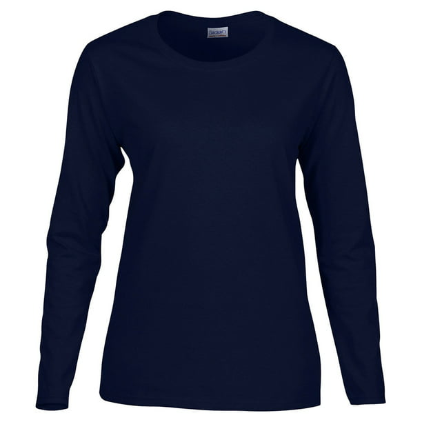 Gildan - Gildan 5400L Women's Long Sleeve T-Shirt -Navy-X-Large ...