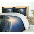 thumbnail image 5 of Ambesonne World Duvet Cover Sets, Vivid Globe Space Network, 2-King, Blue Yellow Green, 5 of 7