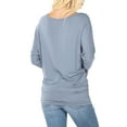 thumbnail image 2 of Women's Boat Neck Ruched Shirred Side 3/4 Dolman Sleeve Blouse Top, 2 of 3