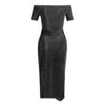 thumbnail image 5 of UPPADA Womens Ruched Cocktail Party Dress Long Sleeve Midi Dress V Neck Bodycon Dress Plus Size Cocktail Wedding Gown A-Line Dress with Belt, 5 of 6