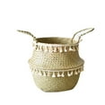 thumbnail image 2 of Natural Belly Basket With Tassels Decor Handmade Straw Container Planter With Handle For Home Sundries, 2 of 2
