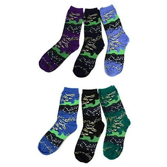 6 Pack of Women’s Retro Abstract Landscape Crew Socks