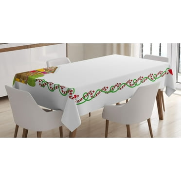 Ambesonne Christmas Tablecloth Rectangular Table Cover, Gingerbread House, 60"x90", Multicolor