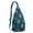 Blue-green-11, variant on Boho Tropical Sling Backpack - Artistic Palm Tree & Sunset Pattern, Lightweight for Weekend Adventures