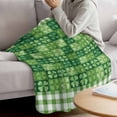 thumbnail image 5 of Throw Blanket Fleece Throw Blanket 50x80in, St. Patrick's Day Shamrock Plaid Soft Lightweight Bed Blankets Watercolor Lucky Shamrocks Fuzzy Couch Blankets for All Season, 5 of 9
