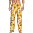 thumbnail image 2 of Lsque White Marble Pattern Sunflower Print Men's Pajama Pants, Lounge Pant - Comfortable Home Wear,Elastic Waistband, Stylish Design-Large, 2 of 9