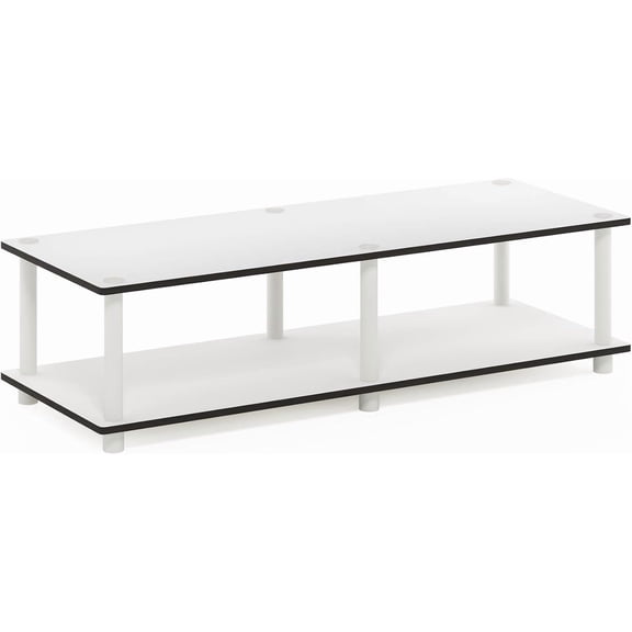 Pemberly Row Contemporary No Tools Wide TV Stand in Plain White