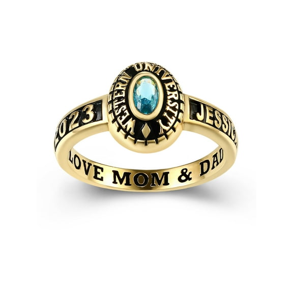 Mementos USA Customized Class Rings for Women High School and College Graduation 10kt Yellow Gold