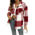 thumbnail image 3 of (2 pack) SUNBS Plaid Flannel Shackets for Women Long Sleeve Button Down Shirts Fall Coats Fashion Jackets, 3 of 8