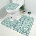thumbnail image 2 of Blue Pioneer Flower Pattern Bathroom Rugs Sets 3 Piece,Toilet Cover Set,Absorbent Non Slip Bathroom Mats Sets with U-Shaped Contour Rug Toilet Rug Set, 2 of 5