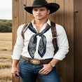 thumbnail image 4 of DEBGFS 35 Inch Wild Rag Cowboy Scarves for Men  Large Rancher Neckerchief Silk Feel  Oversize Western Bandana,blue,One Size, 4 of 8