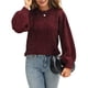 thumbnail image 2 of Suéter de Punto de Cuello Redondo para Mujer, Larga, con Lazo en la Espalda Rojo Vino XS, 2 of 10