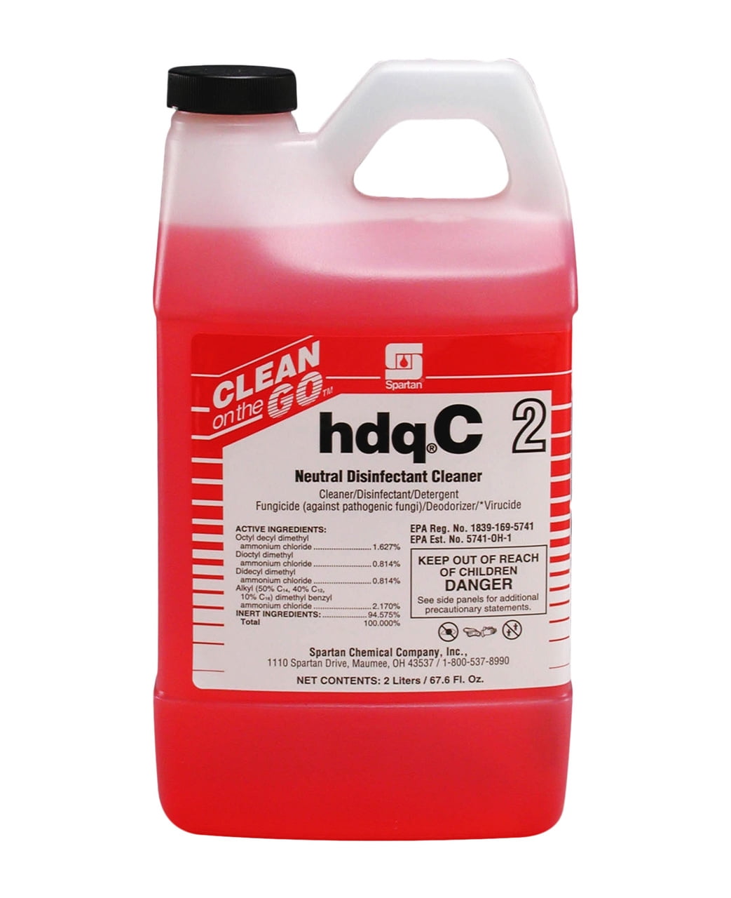 Spartan1PK Spartan hdqC2 Neutral Disinfectant Cleaner, Citrus Scent, 2 Liter Bottle, 4 per Case