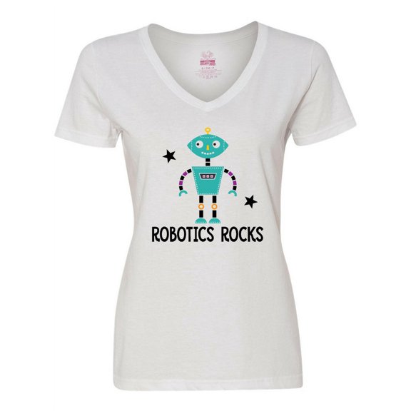 Inktastic Robotics Rocks Funny Robot Women's V-Neck T-Shirt