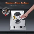 thumbnail image 6 of 2 Burners 12 inch Gas Cooktop Stainless Steel NG/LPG Convertible Built-in Burner Cooktop, 6 of 12