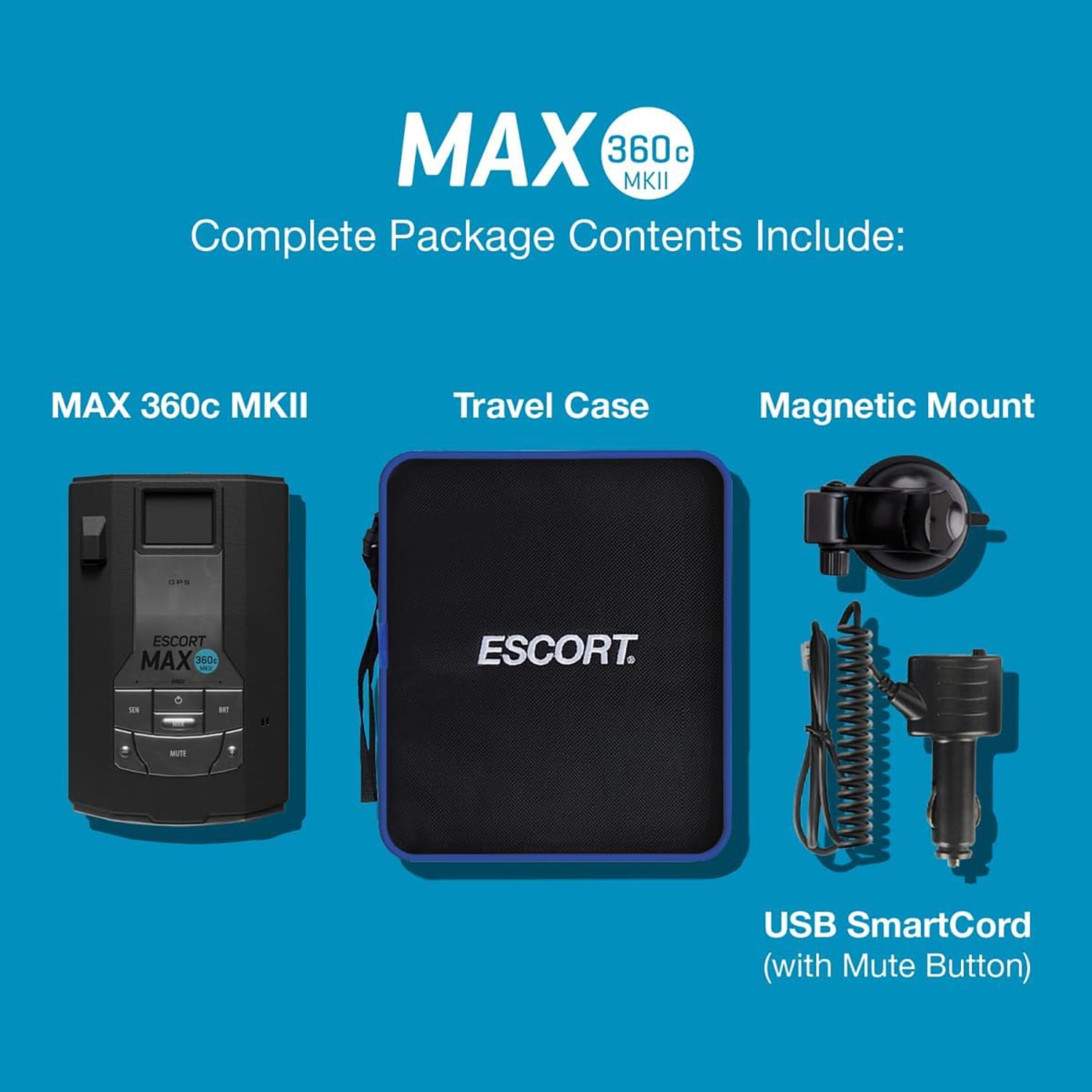 Escort MAX 360c MKII Radar Detector - Dual-Band Wi-Fi, Bluetooth, Exceptional Range, Apple CarPlay® Android Auto®