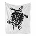 thumbnail image 1 of Turtle Soft Flannel Fleece Blanket, Geometric Shapes Forming Simplistic Design Mosaic Style Silhouette of a Turtle, Cozy Plush for Indoor and Outdoor Use, 50" x 70", Black and White, by Ambesonne, 1 of 6