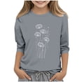 thumbnail image 2 of Blusas y camisas de cuello redondo y manga larga para niños, blusas/camisas de poliéster con estampado de corazones, mangas 3/4 y cuello redondo, elegantes e informales., 2 of 5