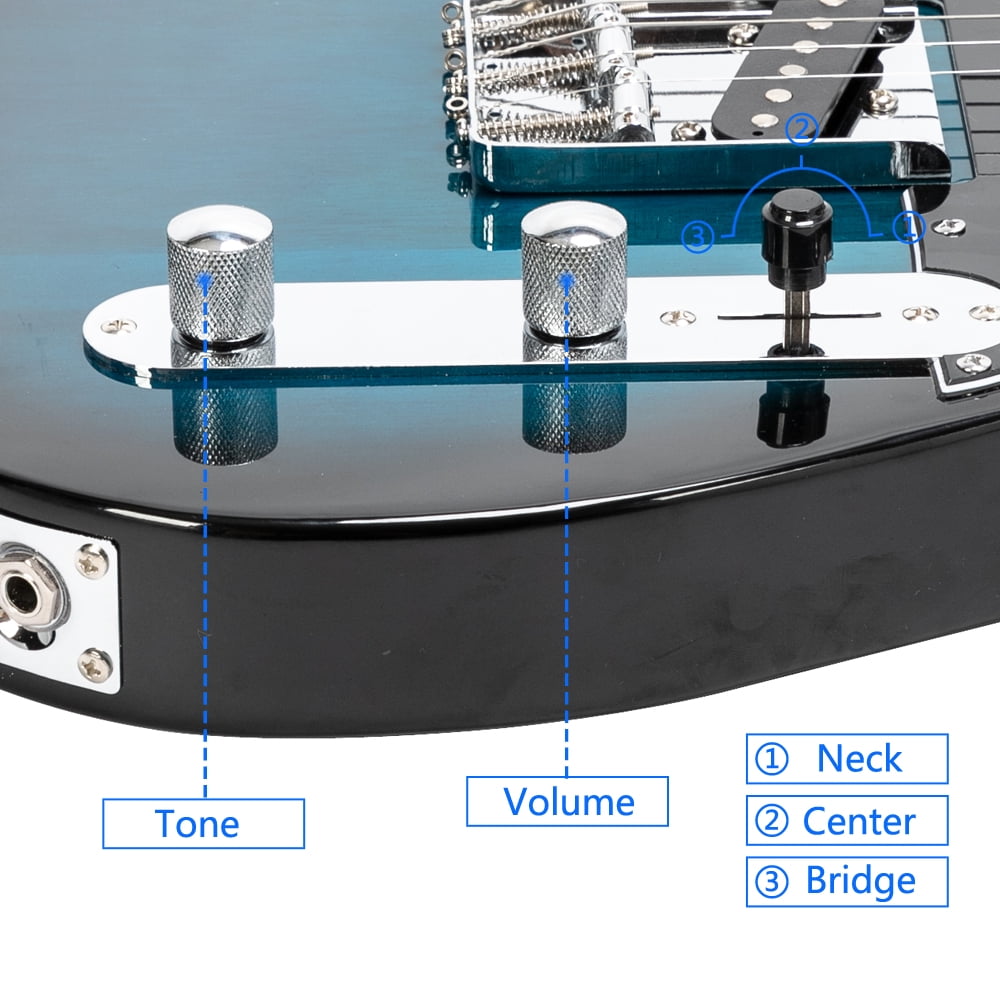 Private Jungle 39" inch Full Beginner Starter kit Maple Fingerboard GTL Electric Guitar SS Hardware Pickup,Blue