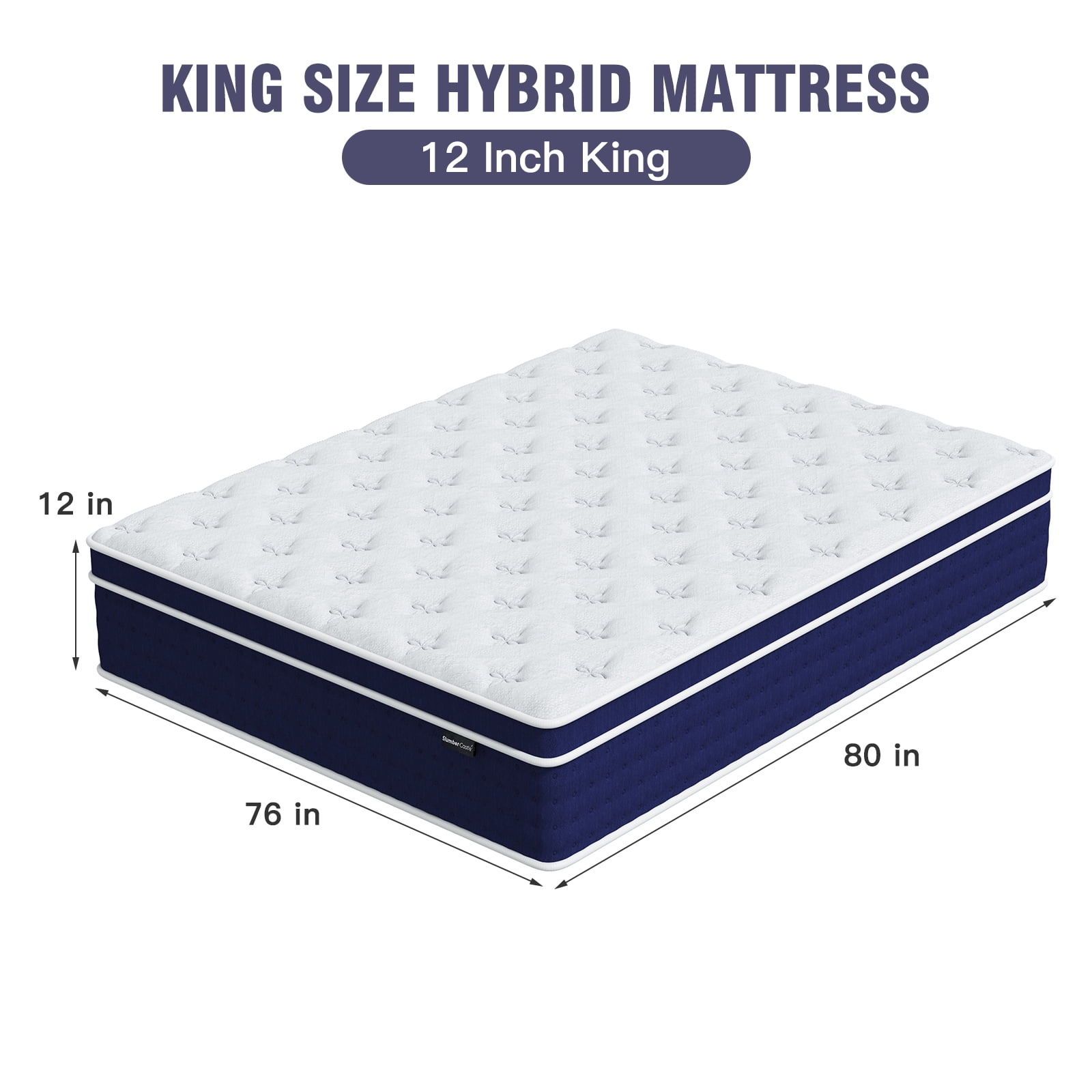 King Mattress 12 inch Medium Firm Hybrid Pocket Spring, Pillow Top Mattress in a Box