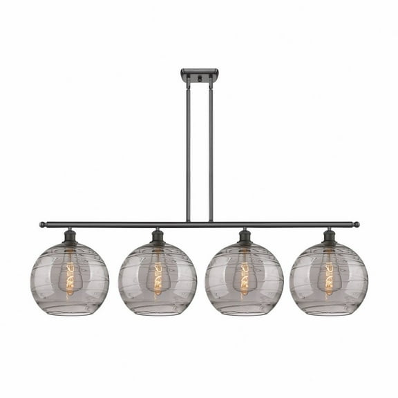 516-4I-OB-G1213-12SM-Innovations Lighting-Athens Deco Swirl - 4 Light Stem Hung Island In Industrial Style-13.88 Inches Tall and 50.25 Inches Wide-Oil