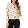 thumbnail image 1 of Chaqueta bomber para mujer Inspire Chic, corte slim, ligera, con cremallera, talla M, color albaricoque y azul, 1 of 5