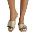 thumbnail image 4 of Women Sandals clearance for Juebong Women's Flat Sandals Fashion Slides With Soft Leather Slippers Slip On Sandals Slides Casual Peep Toe Beach for Summer Size, 4 of 5