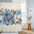 thumbnail image 4 of Shower Curtains for Bathroom, Blue Poinsettia Christmas Waterproof Fabric Shower Curtain, Xmas Botanical Balls Snowflake Retro Decorative Bathroom Curtain for Bathtub, 36"x72", No Hooks Included, 4 of 9
