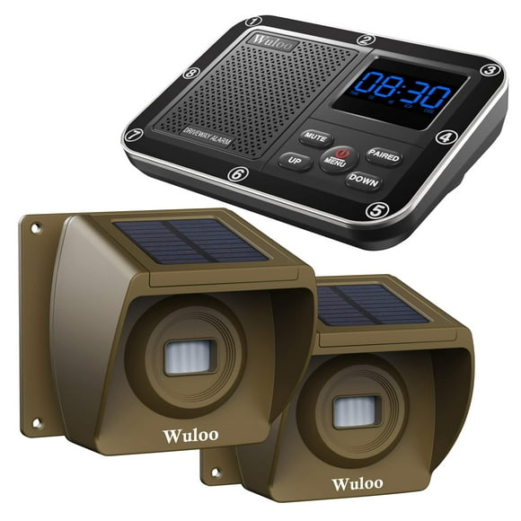 Solar Driveway Alarm Wireless Outside 1800ft Range, Outdoor Motion Sensor & Detector Driveway Alert System with Rechargeable Battery/Weatherproof/Mut