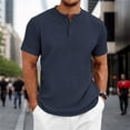 thumbnail image 2 of FINALGANG Mens Solid Color Short Sleeve Cable Knit Polo TShirt For Business Casual Office Wear Daily Summer Outdoor Activities Navy XXL, 2 of 7