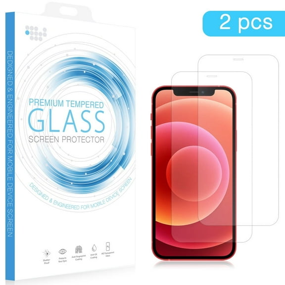 GSA Tempered Glass Screen Protector for iPhone 12 & 12 Pro (6.1") 2 Pack - Clear