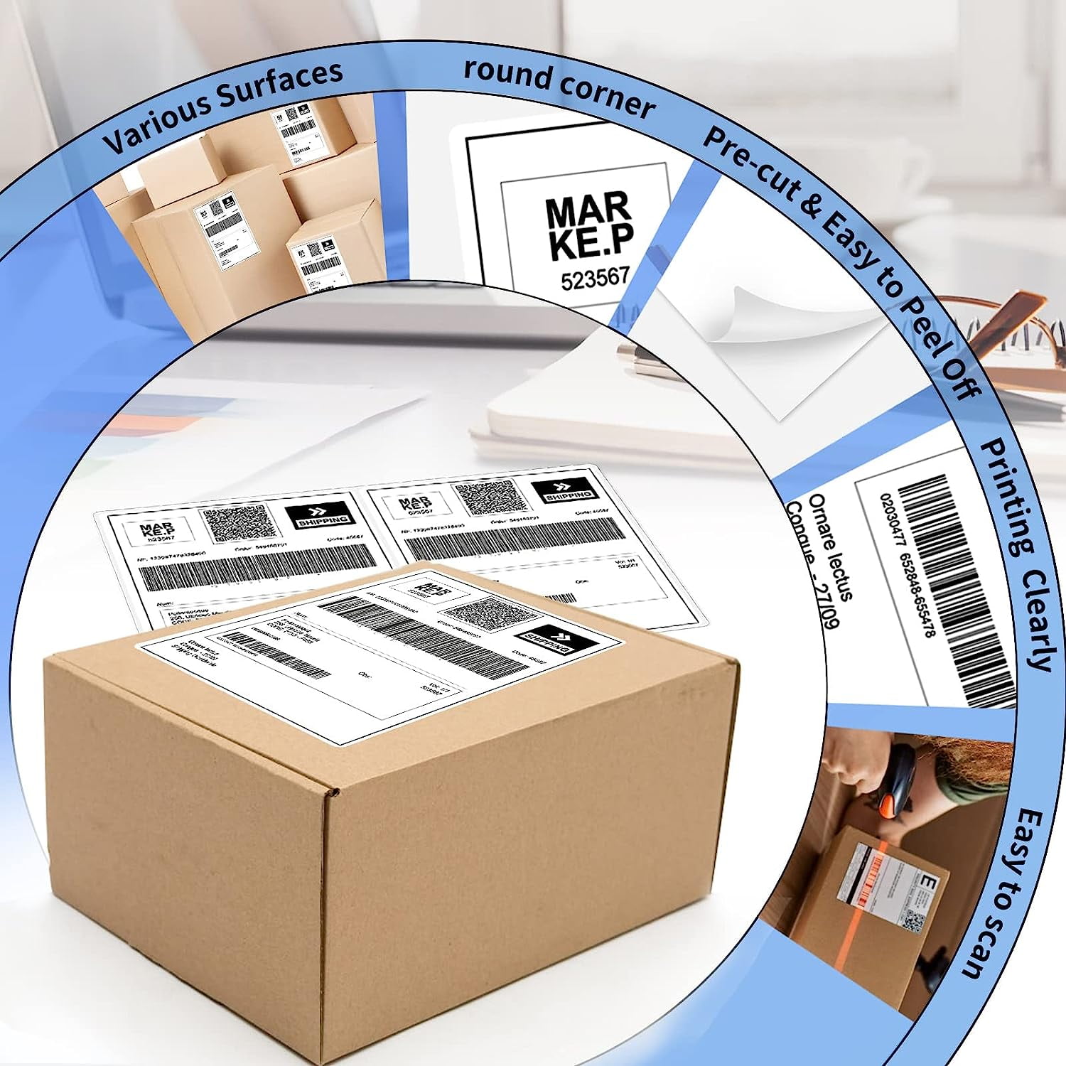 NefLaca Half Sheet Shipping Labels, Rounded Corner Self Adhesive Address Labels for Laser/Inkjet Printer, 8.5 x 5.5 inches, 600 Labels