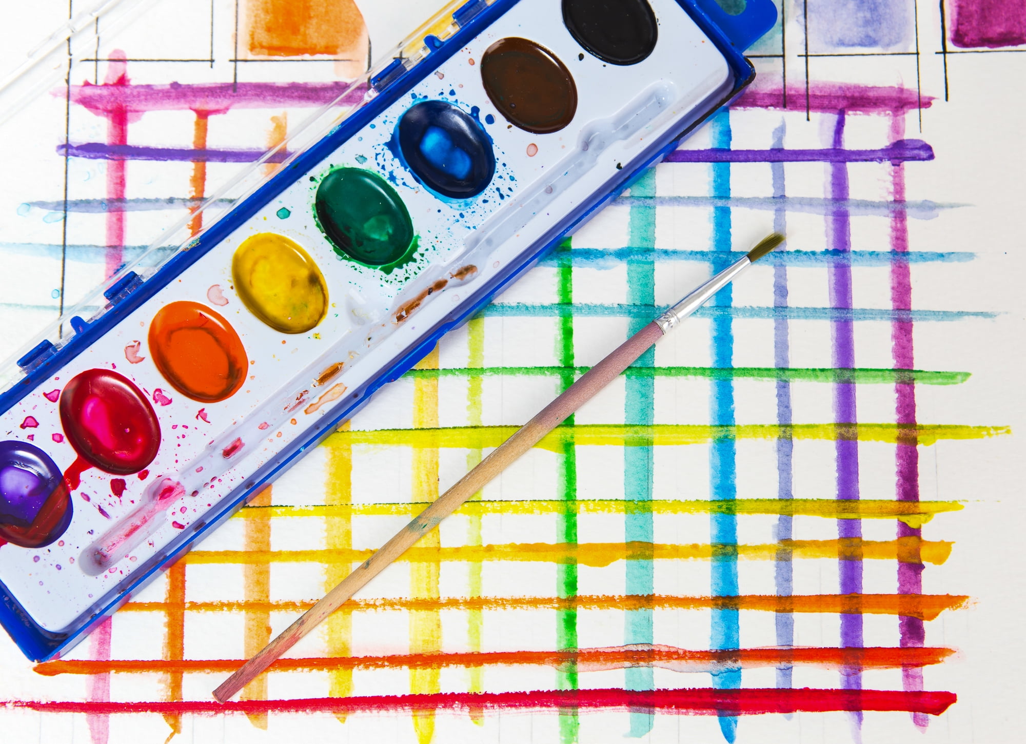 Color Swell 20-Pack Assorted Washable Watercolor Paints 8-Color Wood Brushes