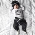 thumbnail image 3 of Douhoow Baby Boys 2PCS Outfit Set Long Sleeve Letter Pattern O Neck Romper Long Pants Beanie Hat, 3 of 9