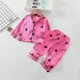 thumbnail image 2 of Odeerbi 1-5 Años Pijama de Satén Para Niño, Niña, Con Solapa de Muesca, Camisa de Manga Larga, Pantalón, Estampado de Amor, Ropa de Dormir, Pijama de Dos Piezas, 2 of 3