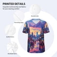 thumbnail image 3 of Goofa Taxi Colorful Town Pattern Mens Golf Shirt Baseball T-shirt Moisture Wicking Dry Fit Performance Sport Short Sleeve Striped Golf Polo Shirts-Medium, 3 of 7