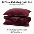 thumbnail image 7 of Ameha 3 Piece Quilt Set Chevron Embossed Bedspread Reversible Ultrasoft Microfiber Adult Bedding Burgundy California King, 7 of 7