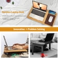thumbnail image 4 of Miroddi Portable Bamboo Lap Desk for Laptop, Lightweight Wood Lapdesk Bed Table Fits up to 15.6 inches, Tray Table with Mouse Pad & Phone Holder, 4 of 9
