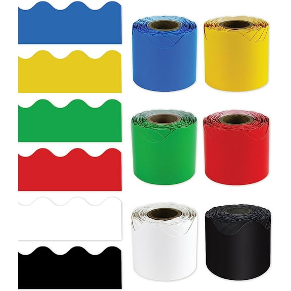 6 Rolls of Classroom Bulletin Board Borders Decorative Border Decors Wave Border Trims