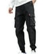 thumbnail image 2 of Pantalones largos para hombre, informales, lisos, con bolsillo, cintura elástica, para exteriores, con cordón ajustable, para trabajo, 2 of 4