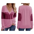 thumbnail image 3 of Blusas Elegantes e Informales para Mujer, con Bloques de Color, de Larga y Cuello en V, para Otoño. Melocotón XXL, 3 of 6