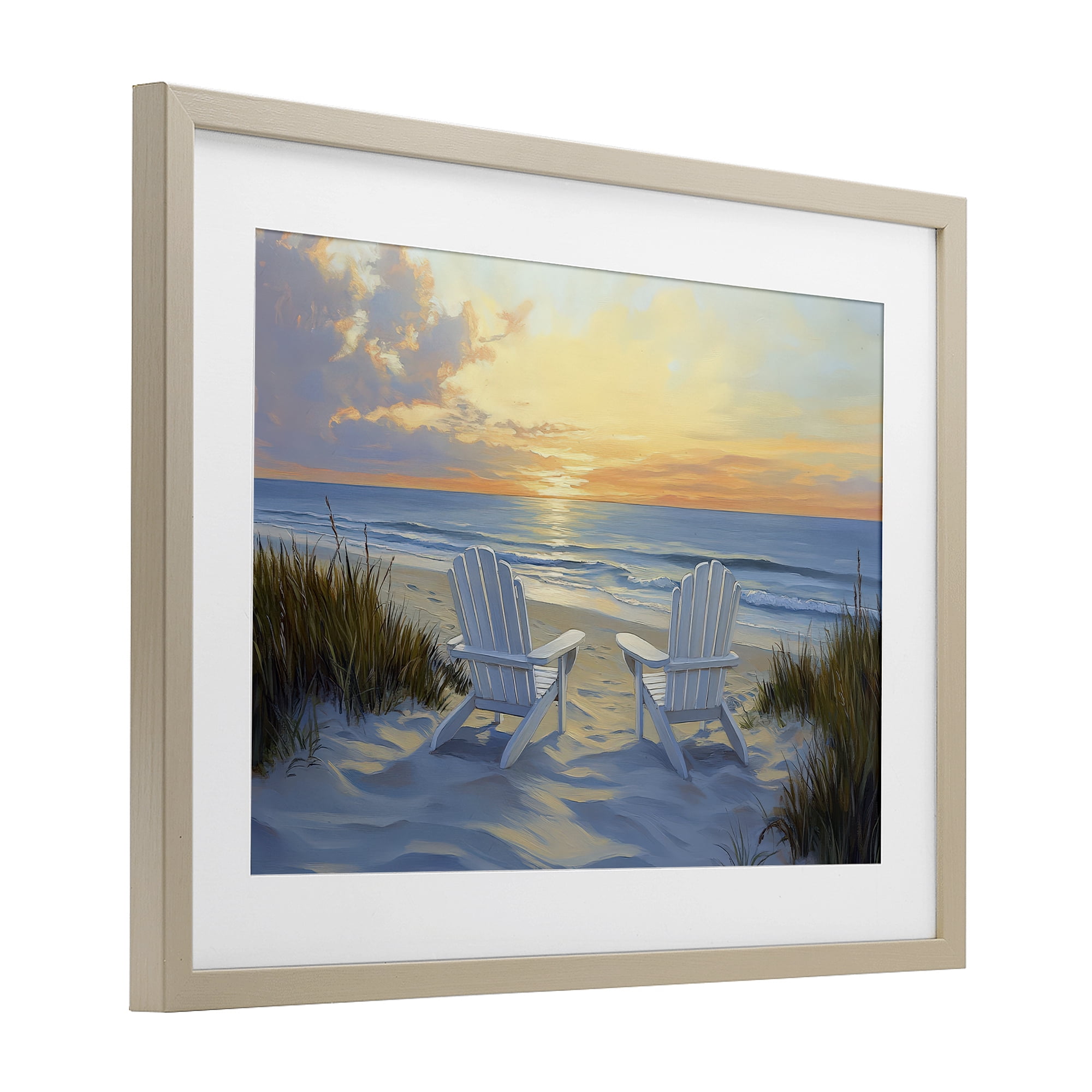 Stupell Industries Calm Beach Sunset Overlook Birch Framed Print Under Glass, design by Petal Prints Design