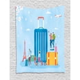 thumbnail image 1 of Travel Tapestry, Spring Summer Season Vacation Time for Families Pack Your Suitcases, Wall Hanging for Bedroom Living Room Dorm Decor, 40W X 60L Inches, Pale Blue and Multicolor, by Ambesonne, 1 of 2