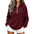 thumbnail image 2 of Quarter Zip Hoodie for Women Long Sleeve Casual Pullover Sweatshirt with Half Zipper, 2 of 5