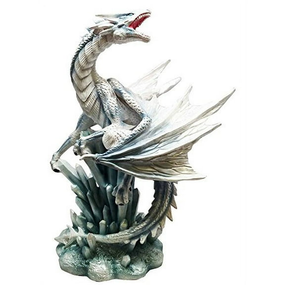 BLIZZARA DRAGON MOUNTED ON CRYSTAL ICE TOWER SCULPTURE COLLECTIBLE FIGURINE