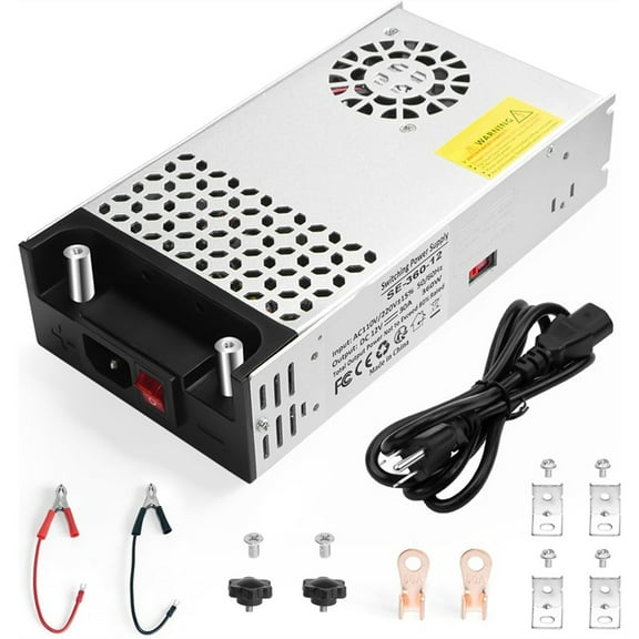 Version Converter,110V AC to 12V DC Converter Power Supply 12V 360W 30A DC Switch Transformer for RV,LCD Monitor US Plug