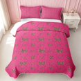 thumbnail image 2 of Erosebridal Leopard Bow Print Twin Quilt Set for Girls, Cheetah Animal Spots Girly Twin Coverlet Set, 2 Pieces 1 Bedspread and 1 Pillowcase, 2 of 7