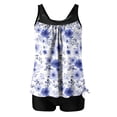 thumbnail image 2 of Tankini Swimsuits for Women Built-in Bra V Neck Floral Print 2 Piece Bathing Suits with Boyshorts Tummy Control Modest Swimwear Flowy Top, 2 of 4