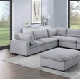 thumbnail image 6 of Modular Sectional Sofa Light Gray Corduroy Large Family 8pc Living Room Set 3x Corner wedge 3x Armless Chairs 2x Ottomans, 6 of 9