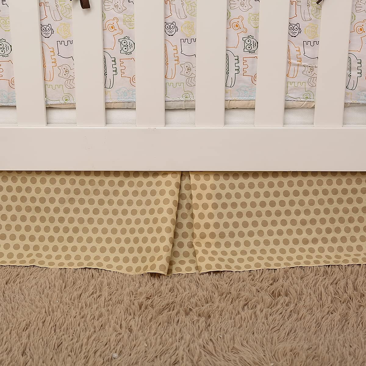 Sweet Baba 100% Cotton Crib Set,Cute Animals Crib Bedding Set for Unisex Boys and Girls in Yellow| 3 Pieces - Crib Quilt, Fitted Sheet, Crib Skirt